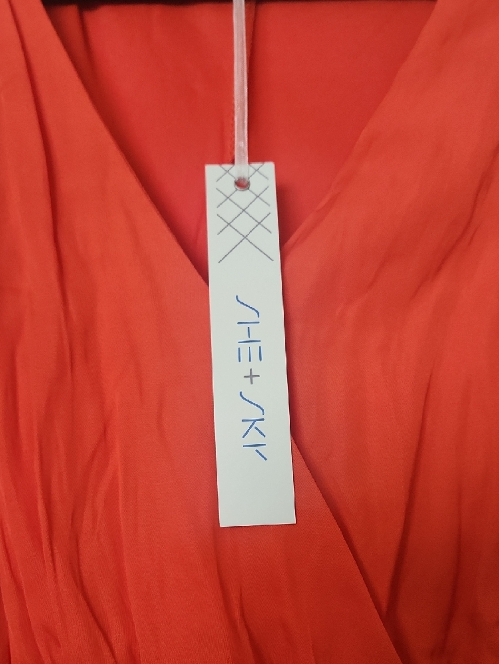 She + Sky Coral Sleeveless V-Neck Mini Dress - Picture 4 of 10